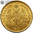 Austria, 8 florenów / 20 franków 1892, nowe bicie, złoto