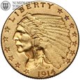 USA, 2,5 dolara 1914 D, Indianin, złoto