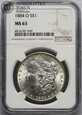 USA, 1 dolar 1884 O, NGC MS63