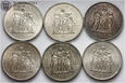 Francja, zestaw, 6 x 50 franków 1974-1978, srebro 