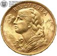 Szwajcaria, 20 franków 1927 B, złoto, st. 1-