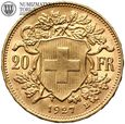 Szwajcaria, 20 franków 1927 B, złoto, st. 1-