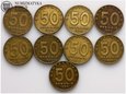 Niemcy, zestaw 9 medali, 50 pfennig 1950, #DR