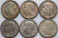 II RP, 10 złotych 1932-1933, Głowa Kobiety, zestaw 6 sztuk