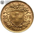 Szwajcaria, 20 franków 1935 B, złoto, st. 1-