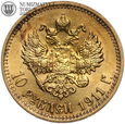 Rosja, Mikołaj II, 10 rubli 1911 (EB), złoto