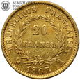 Francja, Napoleon I, 20 franków 1807 A, złoto