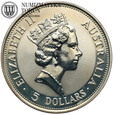 Australia, 5 dolarów 1991, Kookaburra, 1 Oz, Ag999