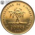 Kongo, 20 franków 1965, Niepodlegość, złoto