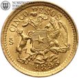 Chile, 5 pesos 1895, złoto