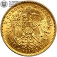 Austria, 10 koron 1912, nowe bicie, złoto