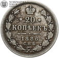 Rosja, Aleksander III, 20 kopiejek 1886 СПБ АГ, #FM