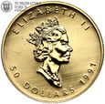 Kanada, 50 dolarów 1991 Maple Leaf, 1 Oz Au999