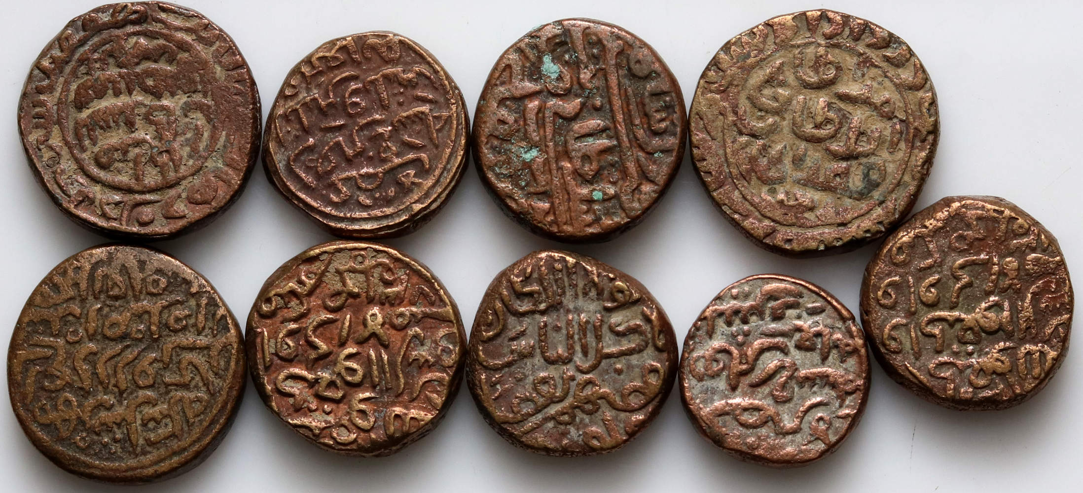 Indie, zestaw 9 starych monet miedzianych