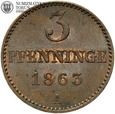 Niemcy, Mecklenburg - Schwerin, 3 pfenninge 1863 A