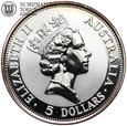 Australia, 5 dolarów 1991, Kookaburra, 1 Oz, Ag999