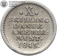 Duńskie Indie Zachodnie, 10 Skilling 1845, st. 3+, #58