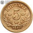 Szwecja, Oskar II, 5 koron 1899 EB, złoto