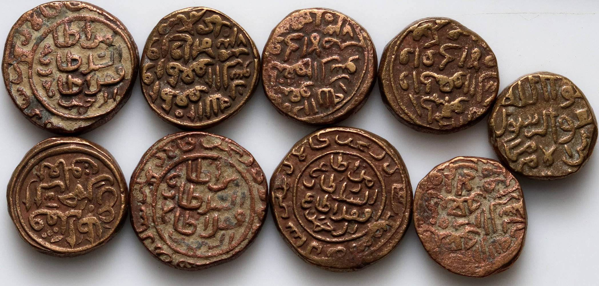Indie, zestaw 9 starych monet miedzianych