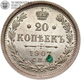 Rosja, Mikołaj II, 20 kopiejek 1907 СПБ ЭБ, #FM