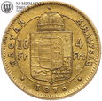 Węgry, 10 franków / 4 forinty 1876, złoto