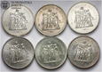 Francja, zestaw, 6 x 50 franków 1975-1978, srebro 