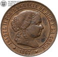Hiszpania, 2½ Centimos de Escudo 1867