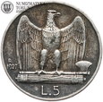 Włochy, 5 lirów 1927, st. 3/3+, #BB