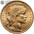 Francja, 20 franków, Kogut, 1907, złoto