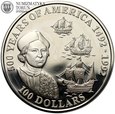 Wyspy Cooka. 100 dolarów 1992, 500 lat Ameryki, #JB
