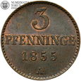 Niemcy, Mecklenburg - Schwerin, 3 pfenninge 1855 A