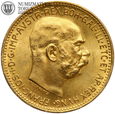 Austria, 20 koron 1915, nowe bicie, złoto, st. 1-