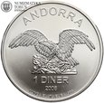 Andora, 1 diner 2008, Orzeł, 1 Oz, Ag999