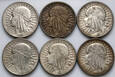 II RP, 10 złotych 1932-1933, Głowa Kobiety, zestaw 6 sztuk