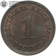Niemcy, Cesarstwo, 1 pfennig 1887 F, #DR