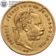 Węgry, 20 franków / 8 forintów, 1872 rok, złoto, st. 3+
