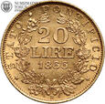 Watykan, 20 lirów, 1866 rok, XXI, złoto