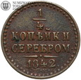 Rosja, Mikołaj I, 1/4 kopiejki 1842 СПМ, #LP
