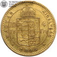 Węgry, 10 franków / 4 forinty 1884, złoto