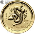 Australia, 15 dolarów 2001, Rok Węża, 1/10 Oz. Au999
