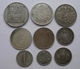 Zestaw srebrnych monet - 9 sztuk
