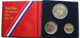 Zestaw 3 srebrnych monet 1976r.S - 200-lecie niepodległości USA