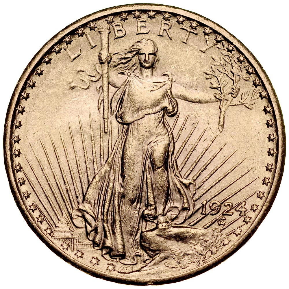 E186. USA, 20 dolarów 1924, Statua, st 2+