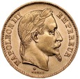 D44. Francja, 20 franków 1868 BB, Napoleon III, st 2