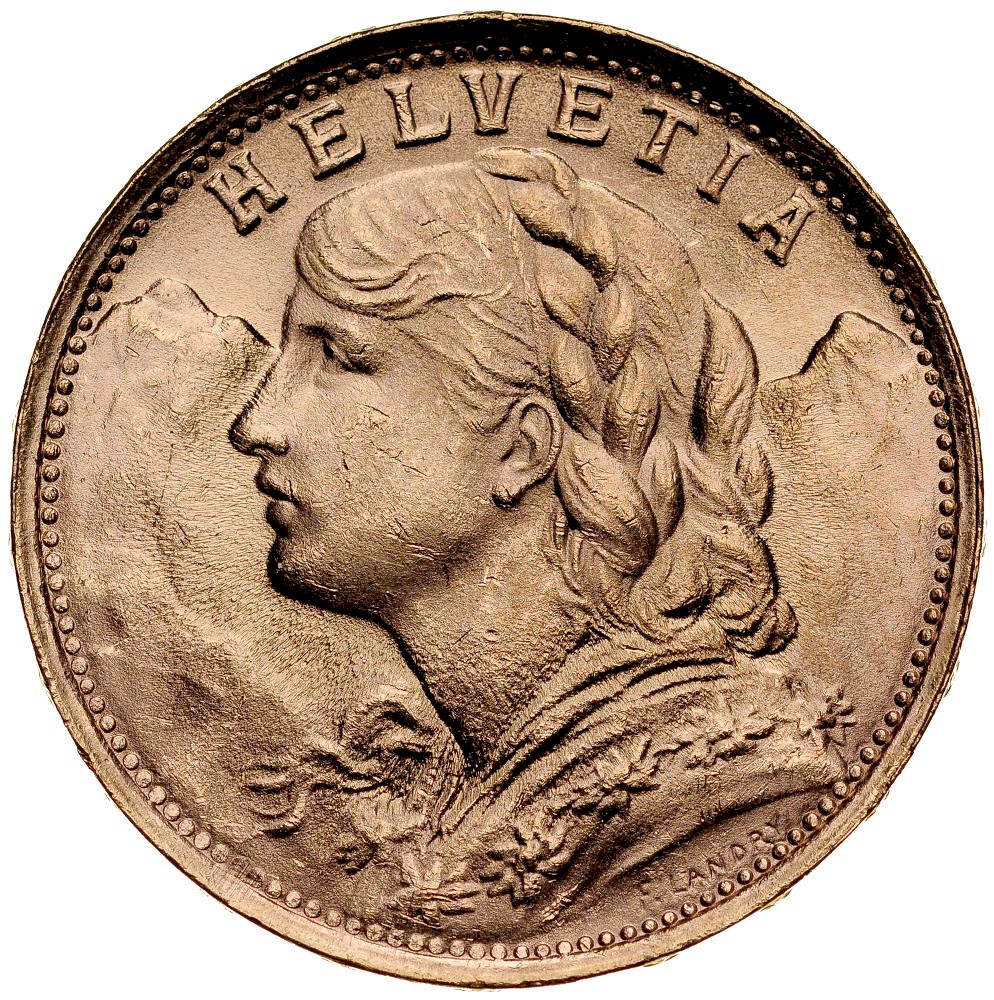 C383. Szwajcaria, 20 franków 1935 B, Heidi, st 1