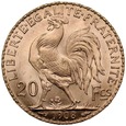 D19. Francja, 20 franków 1908, Kogut, st 1