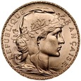 D19. Francja, 20 franków 1908, Kogut, st 1