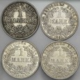 D262. Niemcy, Marka 1901 A, 1902 E, 1905 A i 1914 A, 4 szt