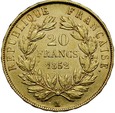 B82. Francja, 20 franków 1852 A, Napoleon III, st 3-2