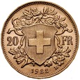B92. Szwajcaria, 20 franków 1922, Heidi, st 1-